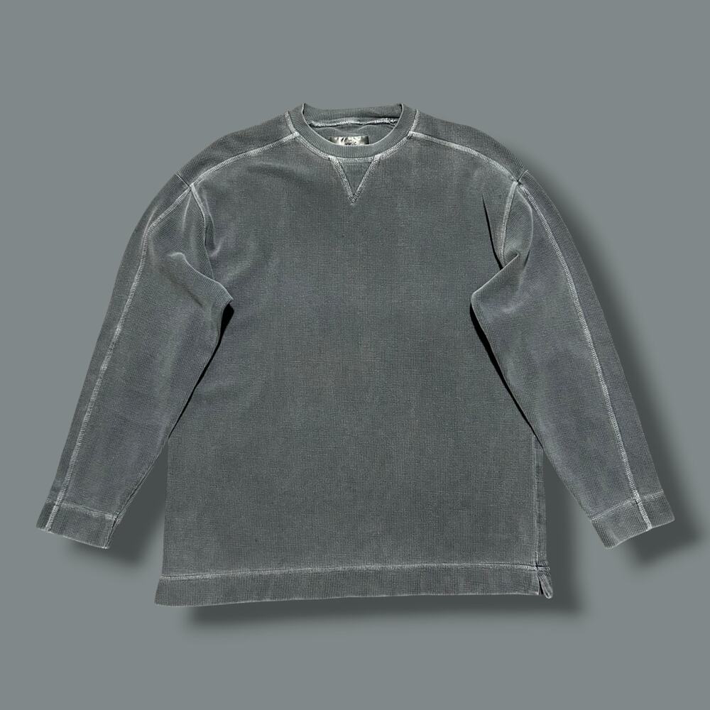 Vintage Garment Dyed Shirt Long Sleeve Thermal Faded 90s y2k Mens Large